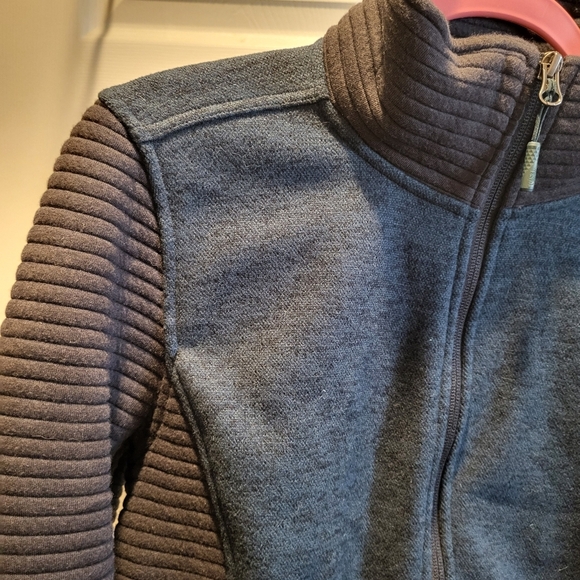 North Face Womens Indi Full Zip Rib Knit Jacket Darkest Spruce Green Size Medium - Picture 3 of 8